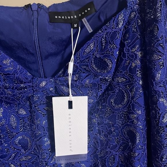 Endless Rose Dress Sz M Bonded Violet Lace Mini Special Event Cocktail Feminine - Picture 3 of 5